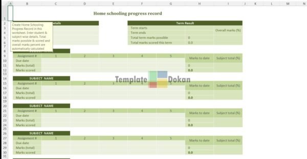 Home Schooling Progress Record